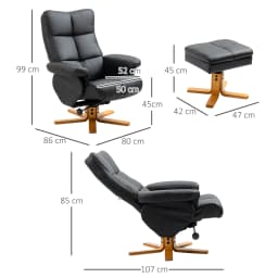 HOMCOM Recliner Chair and Footstool PU Leather Wooden Base