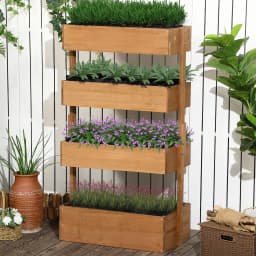 4-Tier Raised Garden Bed Vertical Planter Box Orange, Orange