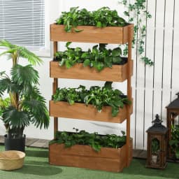 4-Tier Raised Garden Bed Vertical Planter Box Orange, Orange