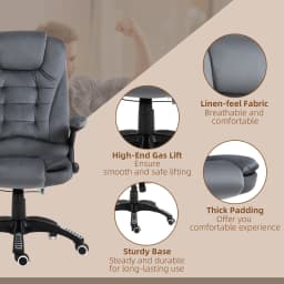 Vinsetto Office Chair with Heating Massage Points Relaxing Reclining, Grey