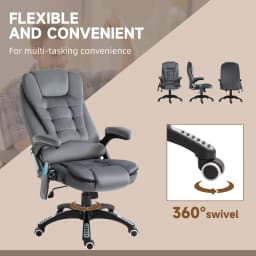 Vinsetto Office Chair with Heating Massage Points Relaxing Reclining, Grey