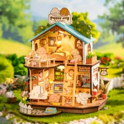 Robotime Rolife DIY Puppy's Cozy Villa House Miniature Kits for Kids and Family New Wooden Puzzle Model Home Decoration Set