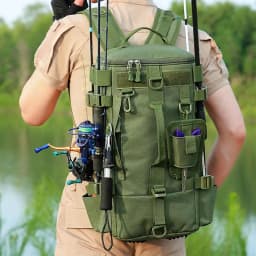 Backpack For Fishing Storage Bag Fishing Bag Water-Resistant Fishing Tackle Bag Storage Organizer With Rod Holders Large Fishing