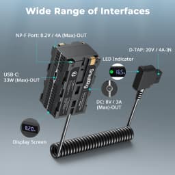 SmallRig D-Tap to Dual-Sided for NP-F Dummy Battery, with USB-C DC Port LED Display for Monitor Wireless Video Transmitters 4884
