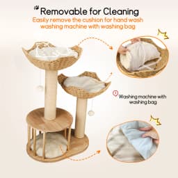 3 Tier Cat Tree Activity Tower Condo Furniture with Plush Cushion and Dangling Ball Sisal Scratching Post for Indoor Cats