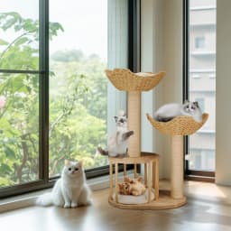 3 Tier Cat Tree Activity Tower Condo Furniture with Plush Cushion and Dangling Ball Sisal Scratching Post for Indoor Cats