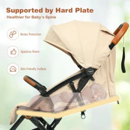 DORTALA Portable Baby Stroller One-Hand Folding Pushchair W/Adjustable Backrest-Beige