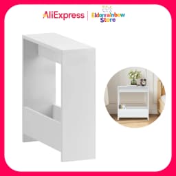 Narrow Side Table Space Saving with Storage Shelf Slim Bedside Table Sofa End Table Coffee Table for Living Room, Bedroom,Office