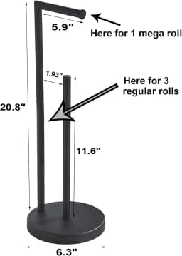 Stainless Steel Standing Toilet Paper Holder, Black Freestanding Toilet Paper Holder, Bathroom Toilet Paper Holder with Storage