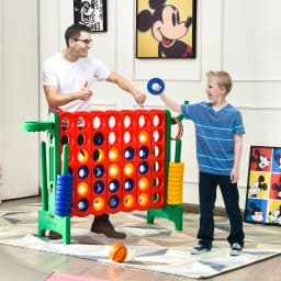 DORTALA Giant 4 in a Row Game Jumbo Connect 4 Garden Games w/42 Rings Basketball Hoop Orange/Blue/White/Red/Grey/Green