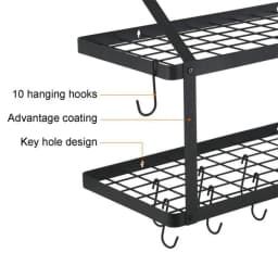 【Lifeideas】Rustproof Wall Mounted Pot Rack Pan Hanger for Kitchen Storage Organization Easy Setup 2Tier Pot Shelf