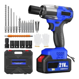 BRIEFNESS Electric Wrench Cordless Impact Wrench Home Car Carrying Case Convenient Car Repair Tool 12 Drill Bits Set Blue 12V