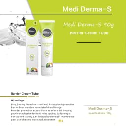 Medi Derma-S Barrier Cream Tube 90g*2, protects damaged and intact skin, Use During Episodes of Incontinence, Barrier Protection