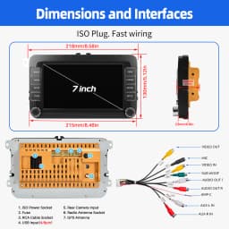 ESSGOO 7" Android 14 CarPlay For VW GOLF MK5 6 Passat Skoda Touran Tiguan Car Stereo Radio GPS Navi FM RDS BT Multimedia Player