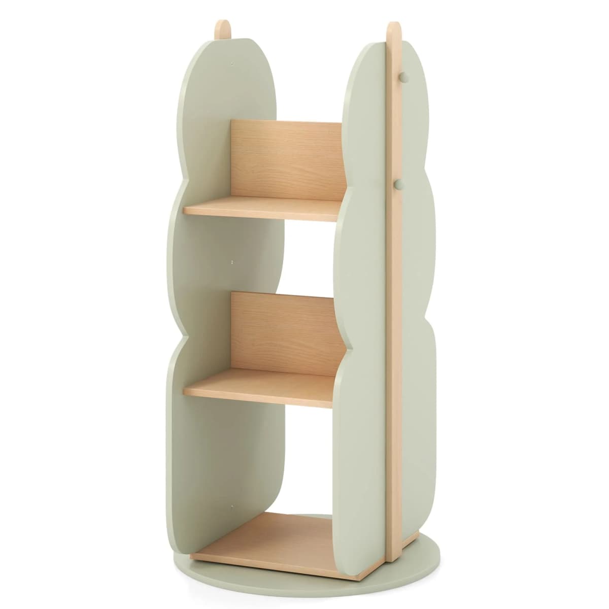 GOFLAME Kid’s Rotating Bookshelf 360° Display Corner Book Shelf-Green