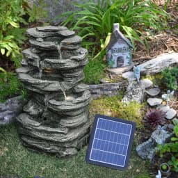 Garden Water Feature Outdoor LED Waterfall Fountain Rockery Decor