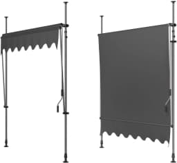 300 x 120cm Balcony Awning with Hand Crank Clip On Awning No Punch Sun Retractable Awning Resistant to UV 50+