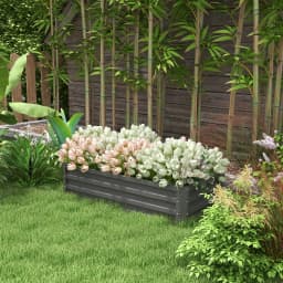 Raised Garden Bed Steel Planter Growing Box for Vegetables Flowers Light Grey