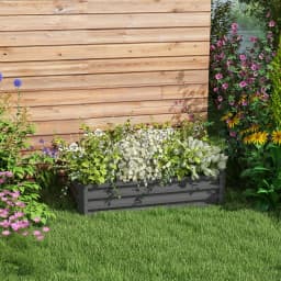 Raised Garden Bed Steel Planter Growing Box for Vegetables Flowers Light Grey