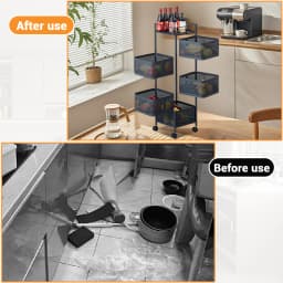 Carbon Steel 360° Rotatable Trolley Storage Rack Iron Storage Rack Kitchen Vegetable Rack Living Room Snack Storage Rack 5Layers