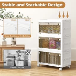GOFLAME 3-Tier Stackable Storage Bins Bedroom Collapsible Storage Boxes-White