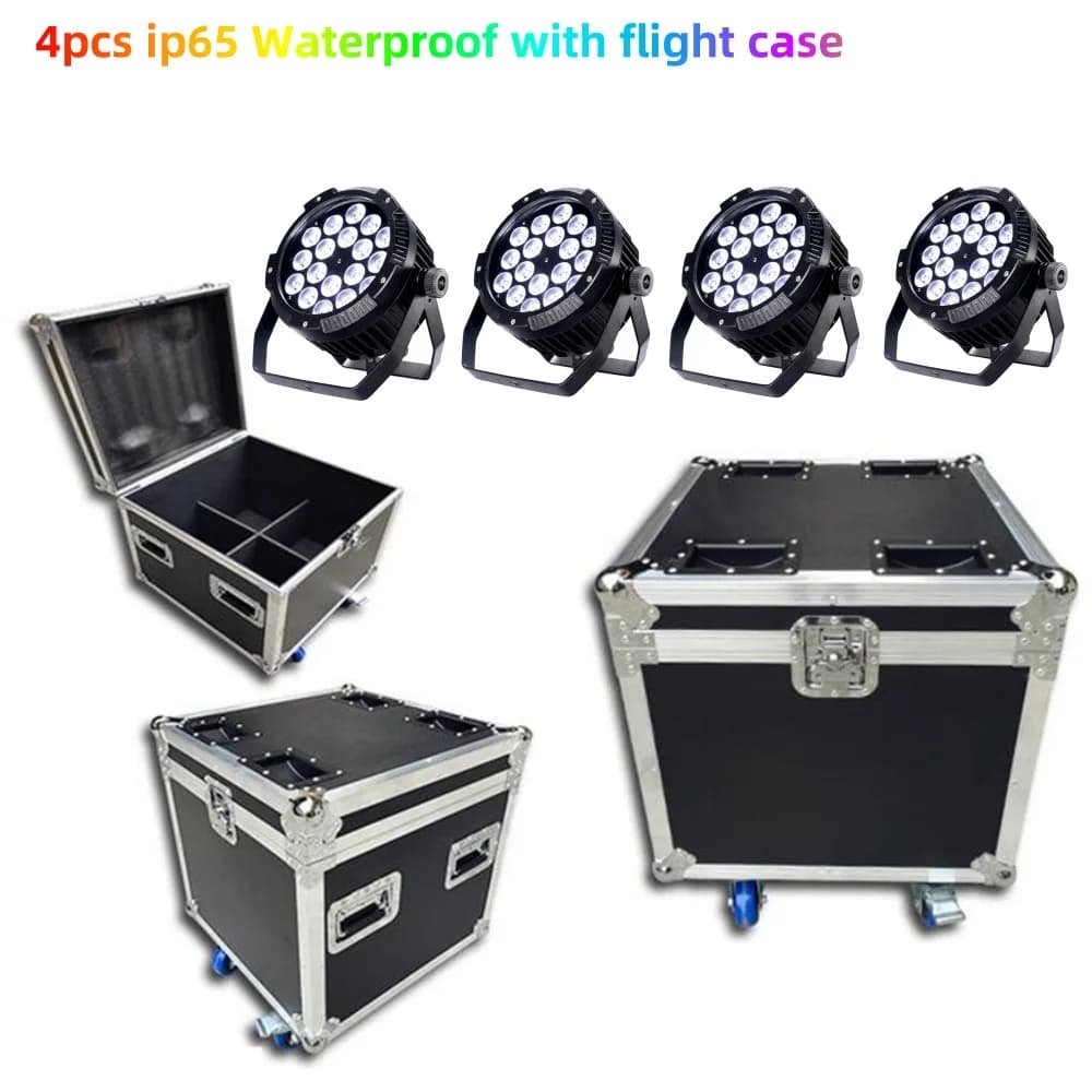 IP65 Waterproof with Flight Case LED Par Lights 18x18w RGBWA UV DJ DMX512 Control Professional Stage DJ Equipment Disco Lights