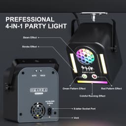 U'King 24W L-aser Light LED Strobe Stage Light with Remote&Sound Activated RGB Colorful Effect Light for DJ Disco Bar Party Light