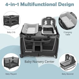 DORTALA 5-in-1 Toddlers Portable Travel Cot Baby Playard Convertible Playpen