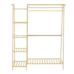 Voltsify Bamboo Bedroom Garment Clothes Rack Brown 110cm &130cm