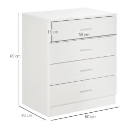 HOMCOM Storage Cabinet Vertical Drawer Chest of 4 w/ Metal Rails Anti-Tip