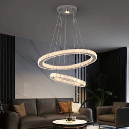 Modern Rings Led Pendant Light Luxury Crystal Dimmable Chandelier Hanging Lustre Ceiling Lamp Living Dining Room Decor Fixture