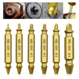 6Pcs/Set Broken Screw Extractor Remover Set Damaged Bolt Stud Easy Out Stripped Drill Bit Tools Kit with Black Case