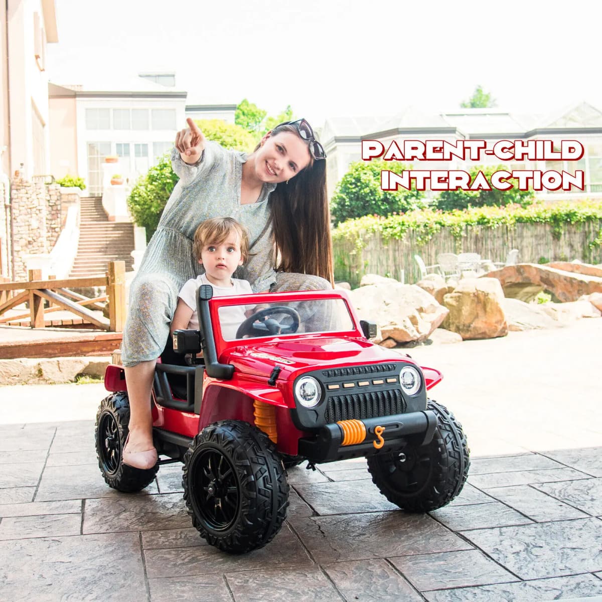 DORTALA Parent-Child Ride on Toy Car Toddlers 12V Battery Electric Vehicle w/ Remote