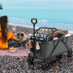 GOFLAME Collapsible Foldable Wagon Heavy-Duty Wagon Cart w/ Adjustable Handlebar