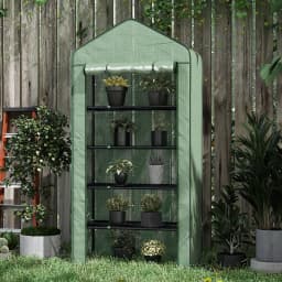 5 Tier Widened Mini Greenhouse Portable Green House W/ Door, 193H X 90Wcm, Green