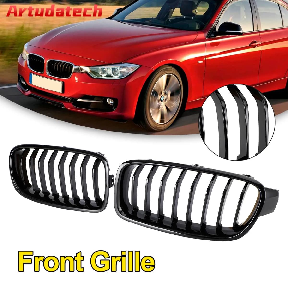 Artudatech Gloss Black Front Kidney Grill Grille Fit for BMW 3 Series F30 F31 F35 2012 2013 2014 2015 2016 2017 2018 2019