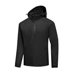 Black Waterproof Softshell Jacket with Hood for Men
