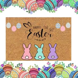 Easter Bunny Non-Slip Door Mat Living Room Front Door Entrance Doormat Bedroom Bedside Foot Mat Bath Balcony Hallway Rug