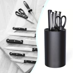 Large Capacity Knife Block Holder - Detachable & Easy Clean PP Organiser for 14 Knives/Utensils, UK Kitchen