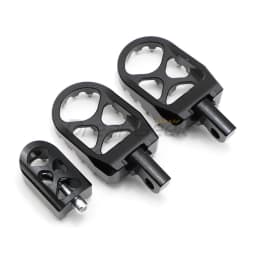Motorcycle Wide Pedal Foot Pegs + Shifter Peg Toe for Harley Touring FLHR FLTR Softail Dyna Sportster Black / Chrome Aluminum