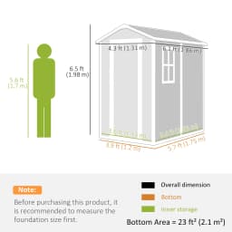 4 X 6ft Plastic Garden Shed with Floor, Window, and Lockable Door