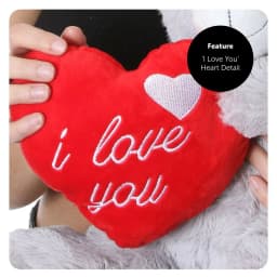 Large I Love You Teddy Bear - 16" Grey Plush with Red Heart & Embroidered Message - Perfect for Valentine's Day & Mother's Day
