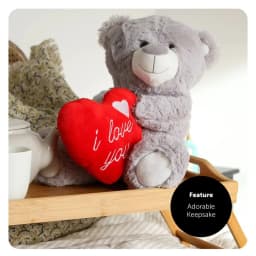 Large I Love You Teddy Bear - 16" Grey Plush with Red Heart & Embroidered Message - Perfect for Valentine's Day & Mother's Day