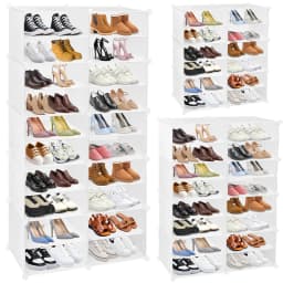 Shoe Storage Cabinet, 6/8/10-Layer Modular Plastic Shoe Rack, Cube Shoe Organizer, Dustproof and Waterproof, 40 Pairs of Shoes