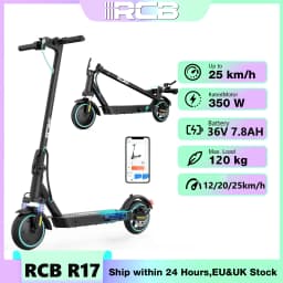 RCB R17 Electric Scooter Adult, APP-Control, 350W Motor, 25km/h Max Speed, 30km Range, 8.5" Solid Tire, 120kg Load, Dual Braking