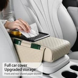 Car Armrest Box Heightening Pad Multifunctional Armrest Box Organizer Tissue Box Center Console Storage Supplies 35X19X7CM