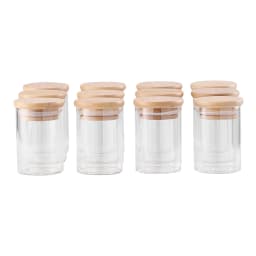 12Pcs Glass Spice Jar Set with Bamboo Lids, 5cm Dia x 7cm H