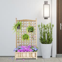 Garden Planters with Trellis for Climbing Vines Indoor Outdoor Natural