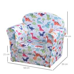 HOMCOM Children's Armchair Flannel Kids Sofa Tub Chair Cartoon Rocket Pattern Wooden Frame Bedroom Playroom Seater