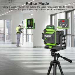 Huepar 703CG 360° Cross Line Laser Level 12 Lines Self-leveling 3D Green Beam Level Pulse Mode Adjust Bright Alignment Tools